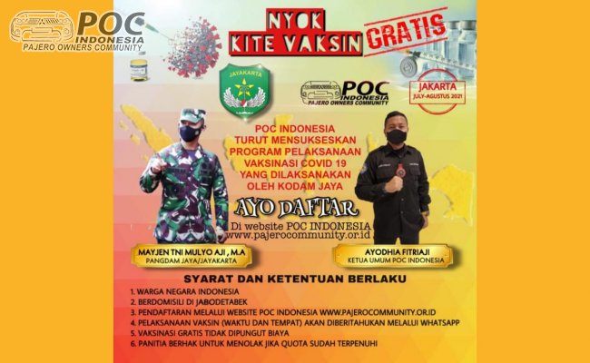 POC Indonesia turut mensukseskan Program Pelaksanaan Vaksinasi Covid-19 yang dilaksanakan oleh KODAM JAYA